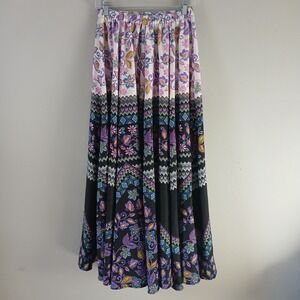 Mix Noveau Women's Size S Maxi Festival Skirt Colorful Floral Geometric Stretch